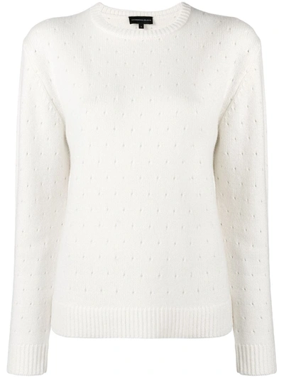 Shop Cashmere In Love Cashmere Perforated Pattern Jumper In White