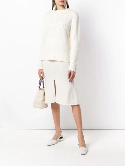 Cashmere In Love Cashmere Perforated Pattern Jumper In White
