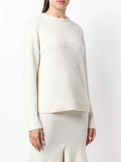 Shop Cashmere In Love Cashmere Perforated Pattern Jumper In White