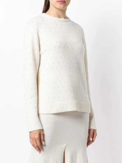 Cashmere In Love Cashmere Perforated Pattern Jumper In White