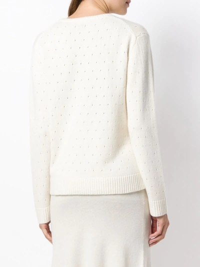 Cashmere In Love Cashmere Perforated Pattern Jumper In White