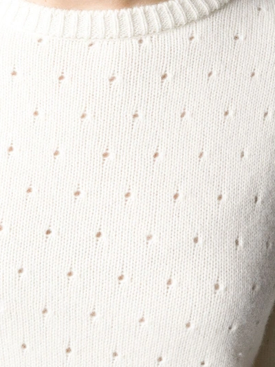 Cashmere In Love Cashmere Perforated Pattern Jumper In White