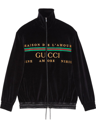 Shop Gucci Logo Embroidered Jacket In Black