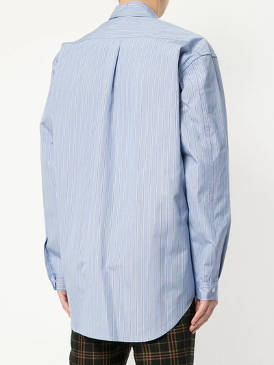 Shop Martine Rose Striped Shirt In Blue