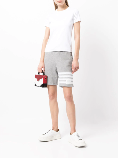 Shop Thom Browne 4-bar Stripe Track Shorts In Grey