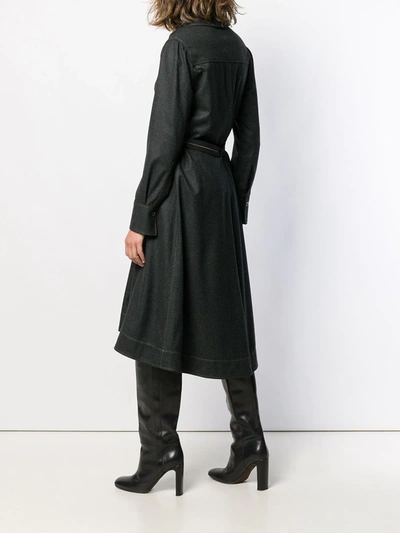 Shop Brunello Cucinelli Topstitched Dress Coat In Grey