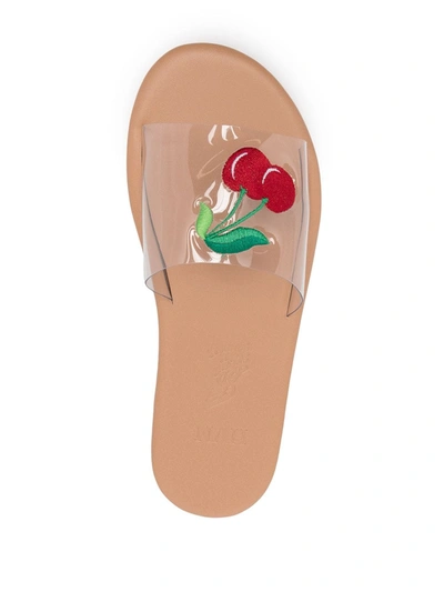 Shop Ancient Greek Sandals Taygete Clear Cherry-print Flat Sandals In Braun