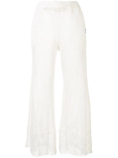 Miharayasuhiro Flared Mesh Trousers In White