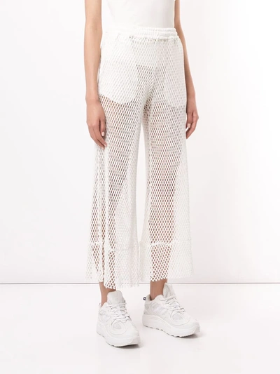 Miharayasuhiro Flared Mesh Trousers In White