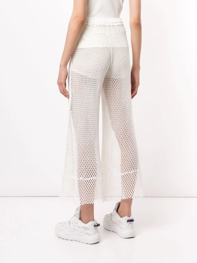Miharayasuhiro Flared Mesh Trousers In White