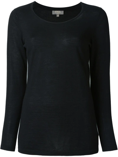 Shop N•peal Cashmere Superfine Longsleeved Top In Black