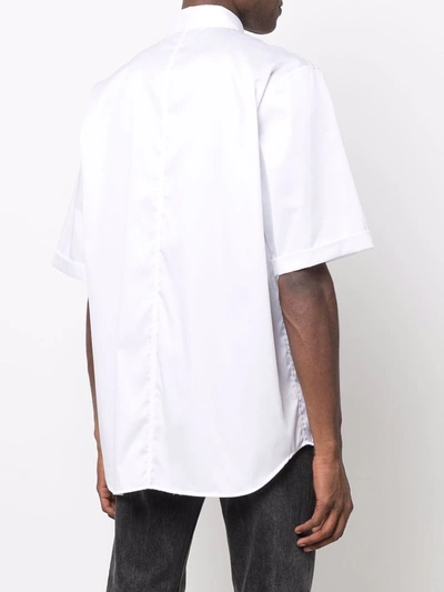 Shop Emporio Armani Sketch-print Short-sleeved Shirt In White
