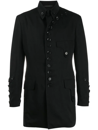 Shop Yohji Yamamoto Deconstructed Buttoned Coat In Black