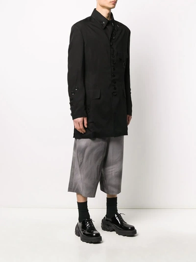 Shop Yohji Yamamoto Deconstructed Buttoned Coat In Black