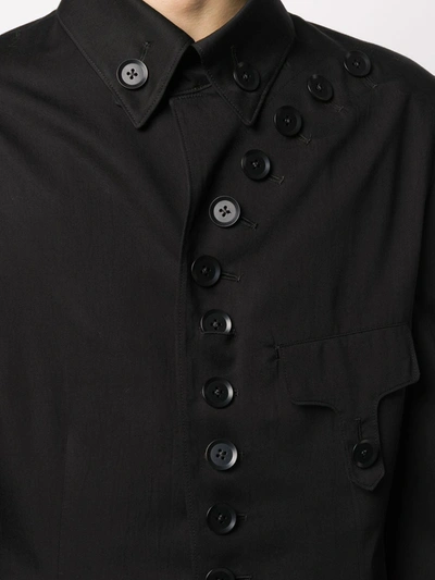 Shop Yohji Yamamoto Deconstructed Buttoned Coat In Black