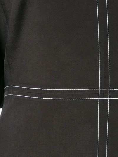 Goen J Topstitching Puff-sleeves Blouse In Black