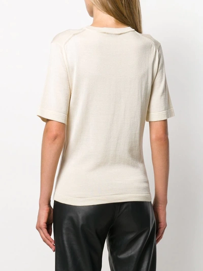 Shop Ami Alexandre Mattiussi Knitted Short-sleeve T-shirt In Neutrals
