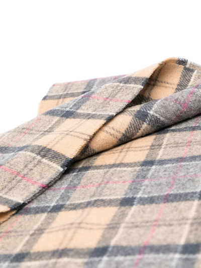 Shop Barbour Check-print Fringed-edge Scarf In Brown