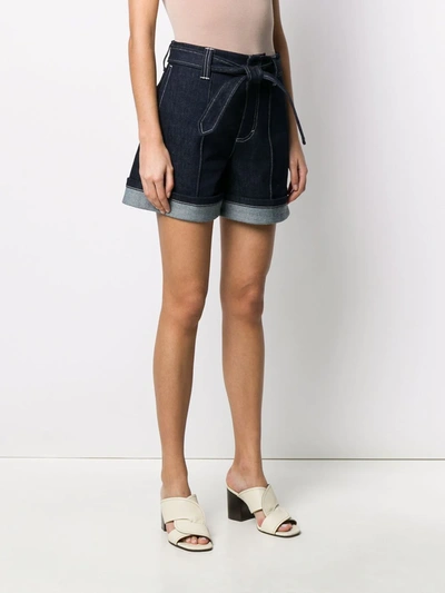 Shop Chloé Belted Waist Shorts In Blue