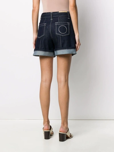 Shop Chloé Belted Waist Shorts In Blue