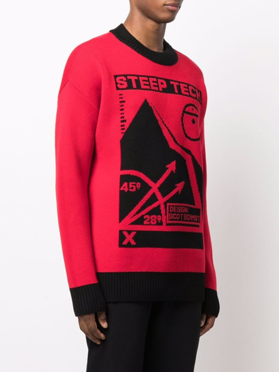 Shop The North Face Graphic-print Merino Jumper In Red