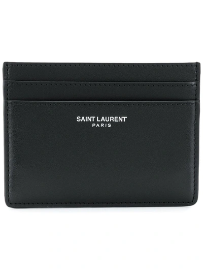 Shop Saint Laurent Square Logo Print Cardholder In Black