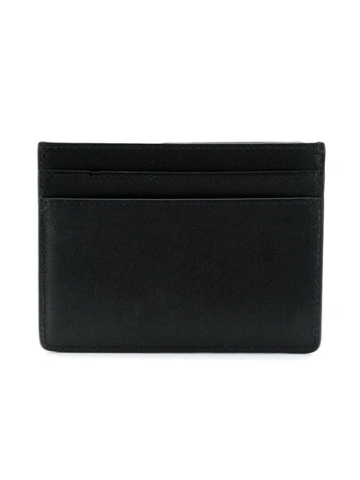 Saint Laurent Logo-print Pebble-grain Leather Cardholder In Black