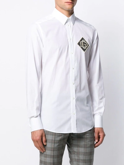 Shop Dolce & Gabbana Embroidered Logo Patch Shirt In White