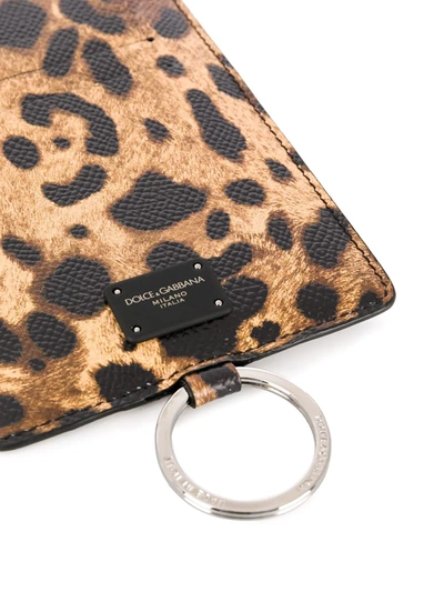 Shop Dolce & Gabbana Leopard-print Leather Card Holder In Yellow