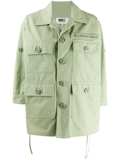 Shop Mm6 Maison Margiela Multi Pocket Shirt Jacket In Green