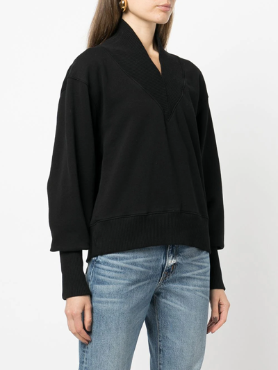 Agolde Klara Extended V Neck Sweatshirt In Black ModeSens