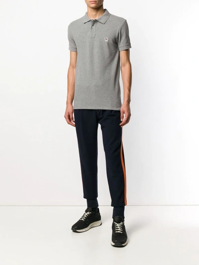 Shop Ps By Paul Smith Zebra Logo Polo Shirt In Grey