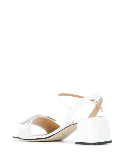 Shop Sergio Rossi Buckle Detail Chunky-heel Sandals In White