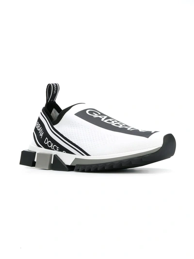 Dolce & Gabbana Men's Sorrento Logo-stripe Sock Sneakers In White
