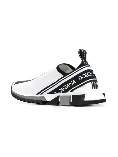 Dolce & Gabbana Men's Sorrento Logo-stripe Sock Sneakers In White