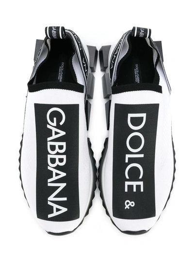 Dolce & Gabbana Men's Sorrento Logo-stripe Sock Sneakers In White
