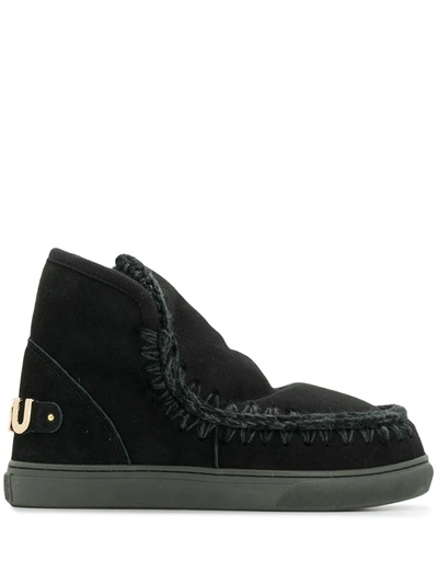 MOU MOU FW111008A ESKI SNEAKERS METAL LOGO BKBK LEATHER/FUR/EXOTIC SKINS->LEATHER - 黑色