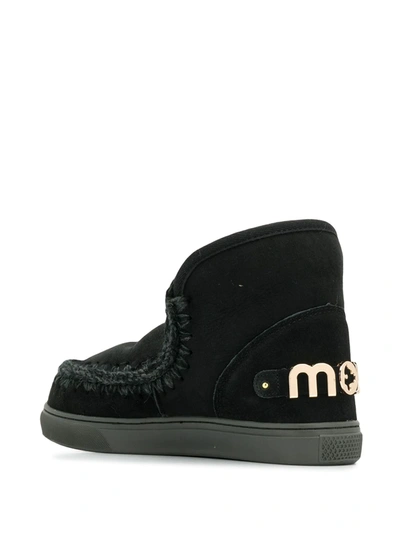MOU MOU FW111008A ESKI SNEAKERS METAL LOGO BKBK LEATHER/FUR/EXOTIC SKINS->LEATHER - 黑色