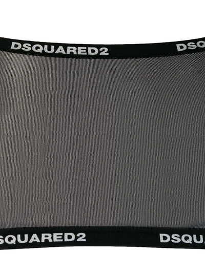 Shop Dsquared2 Branded Sheer Bra In Black