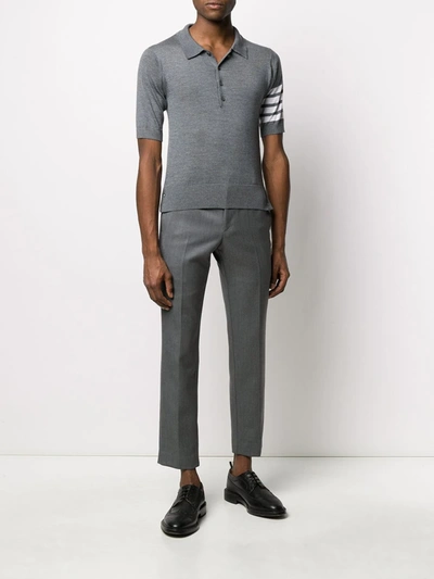 Shop Thom Browne 4-bar Short-sleeved Polo Shirt In Grey