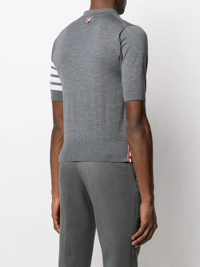 Shop Thom Browne 4-bar Short-sleeved Polo Shirt In Grey
