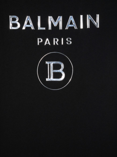 Shop Balmain Logo-print Crewneck T-shirt In Black