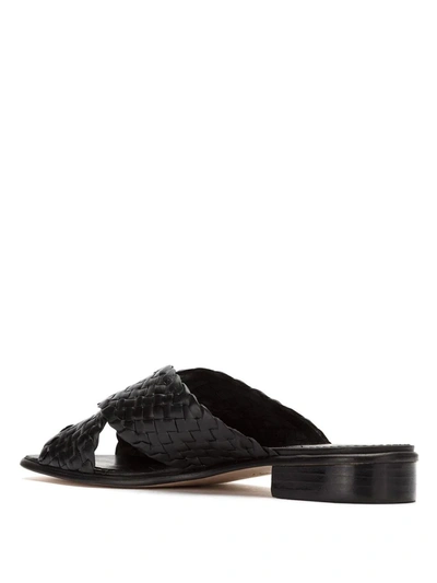 Sarah Chofakian Leather Woven Flat Sandals In Black
