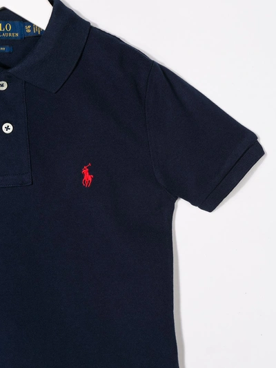 Shop Ralph Lauren Logo Embroidered Polo Shirt In Blue