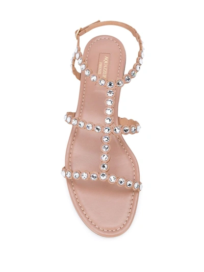 Shop Aquazzura Tequila Crystal-embellished Sandals In Neutrals