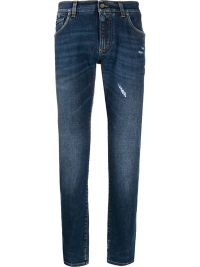 Shop Dolce & Gabbana Distressed Detail Jeans In Blue