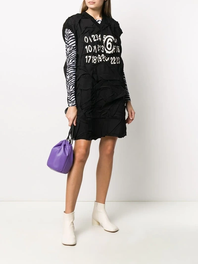 Shop Mm6 Maison Margiela Sleeveless Numeric Print Dress In Black