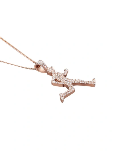 Shop 777 18kt Rose Gold Diamond Running Man Necklace In 107 - Metallic:
