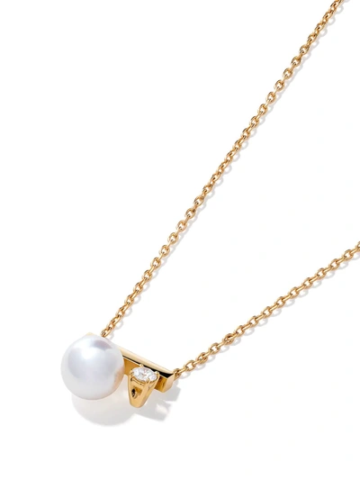 Shop Tasaki 18kt Yellow Gold Collection Line Petit Balance Class Akoya Pearl And Diamond Pendant In Metallic