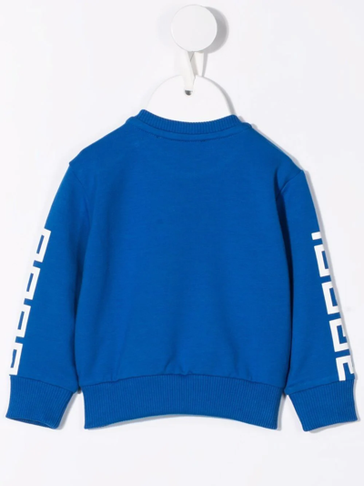 Shop Versace Greca Print Sweatshirt In Blue